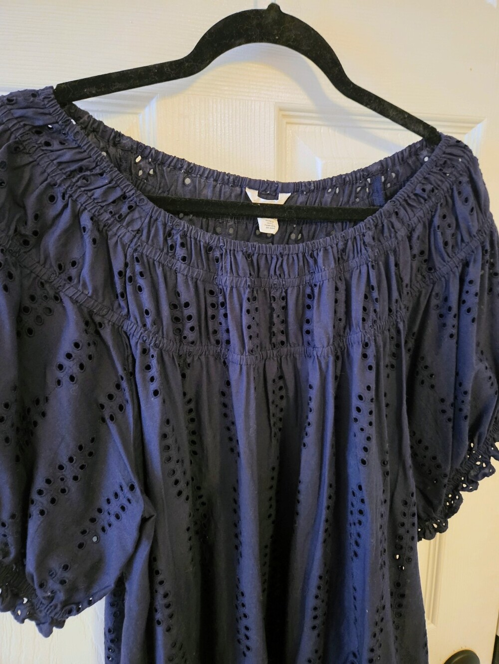 Caslon Short-Sleeve Eyelet Peasant Blouse Top - Picture 6 of 6